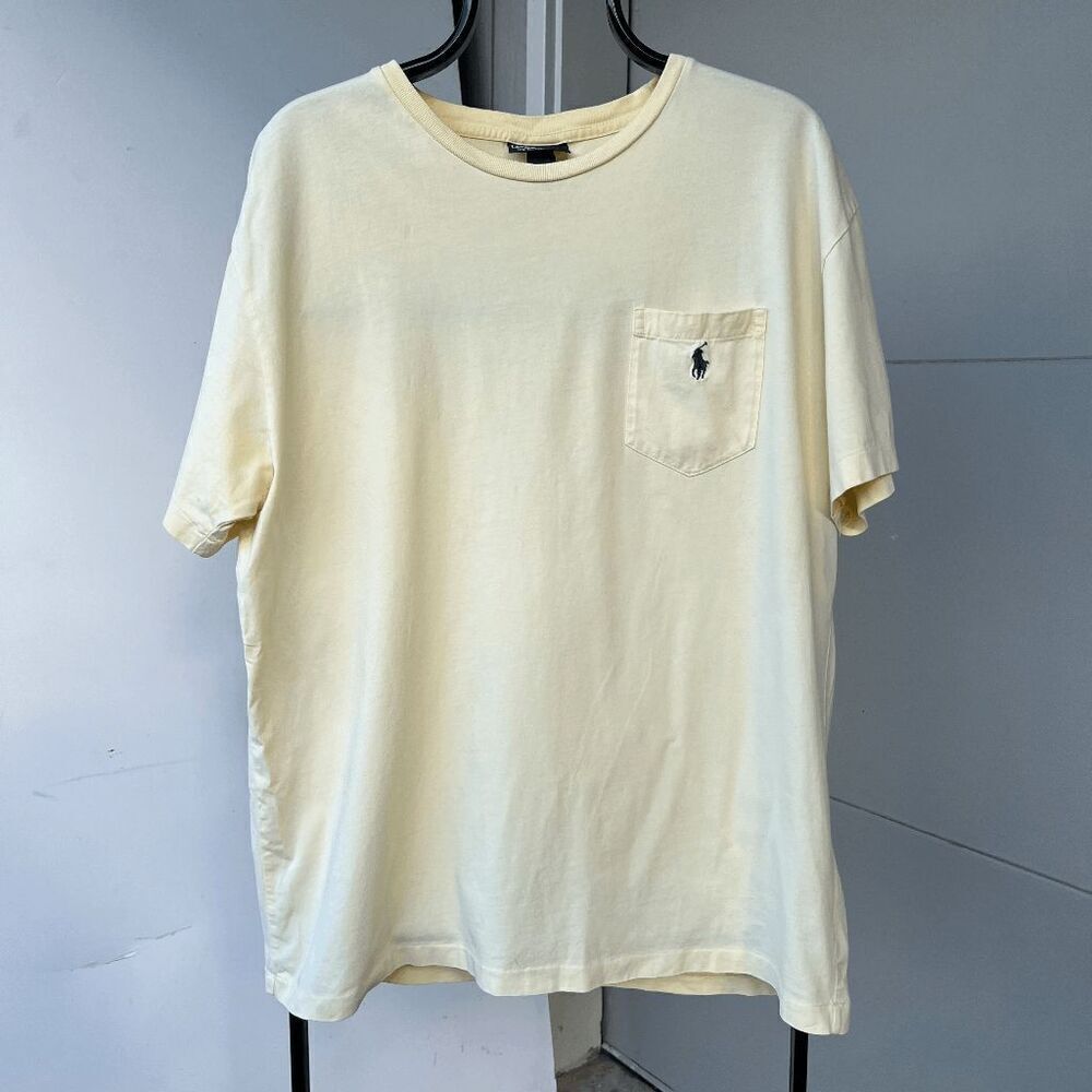Vintage 90s Polo Ralph Lauren Single Stitch Yellow Logo Tee -